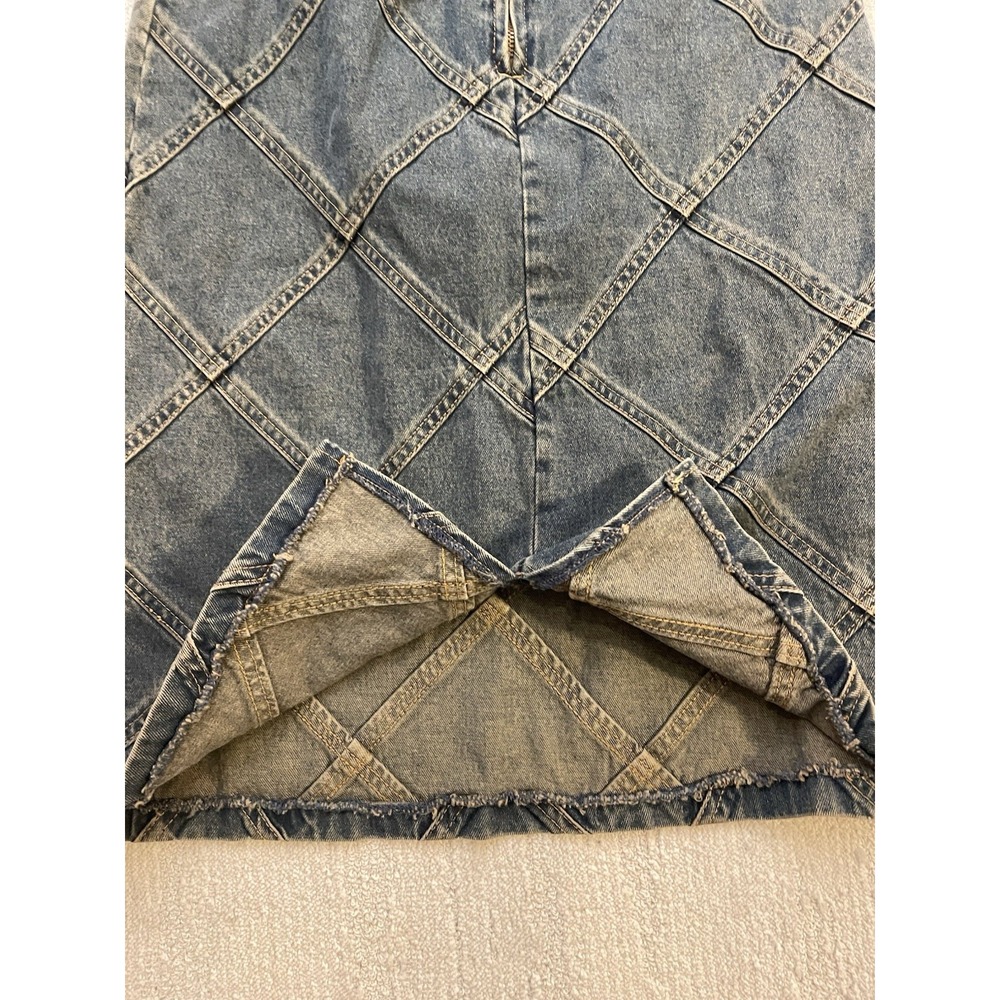 Newport News Jeanology Collection Denim Patch Skirt Jean Vintage Y2K Size 8 - Picture 5 of 7